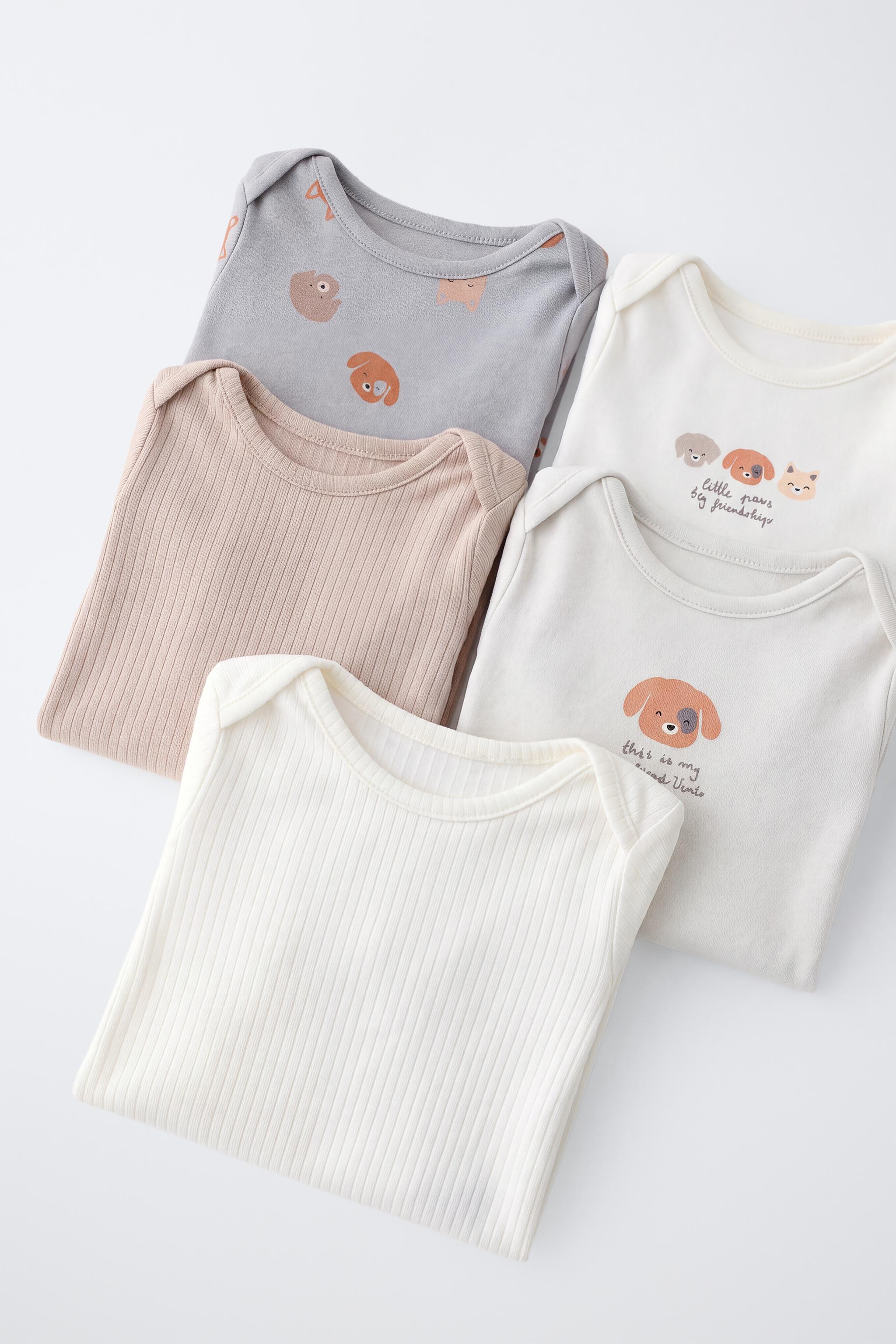 LOT DE CINQ BODYS IMPRIMÉ CHIOTS